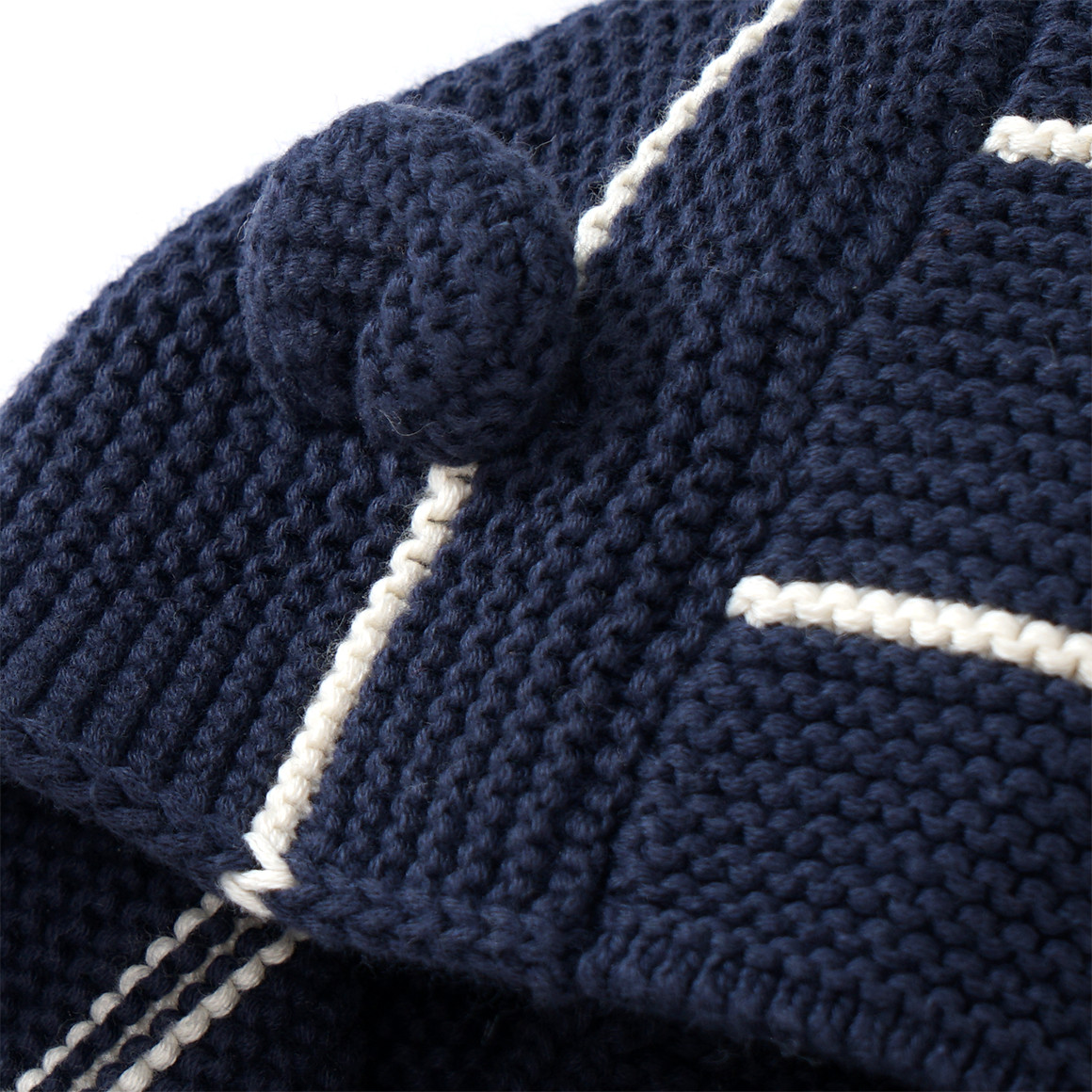 Topomini Pure Collection Newborn Strickjacke mit Öhrchen an der Kapuze dunkelblau