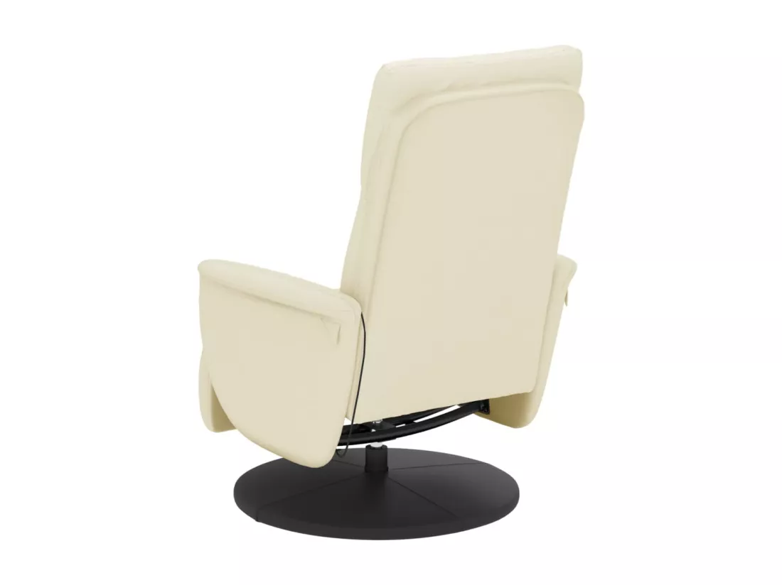 Fauteuil inclinable de massage et repose-pieds crème similicuir
