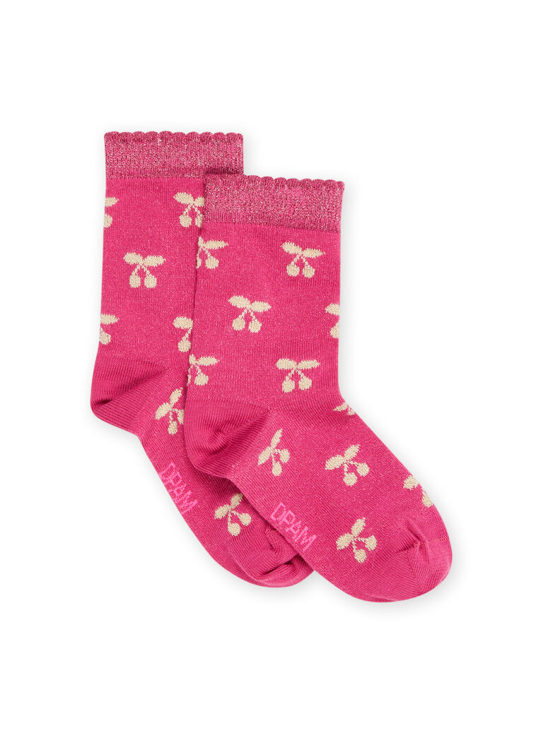 Chaussettes roses à imprimé cerise