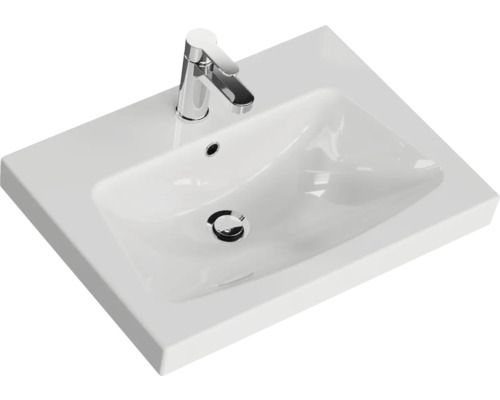 Pelipal Sunline 105 badkamermeubelset (B x H x D 66 x 200 x 46,5 cm), hoogglans witte fronten, met keramische wastafel, badmeubel en spiegelkast met LED-verlichting
