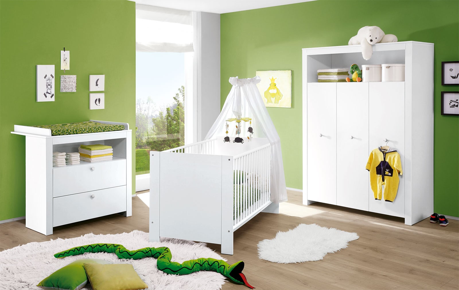 Baby-/Kinderbett Olivia Weiß Liegefläche 70 x 140 cm