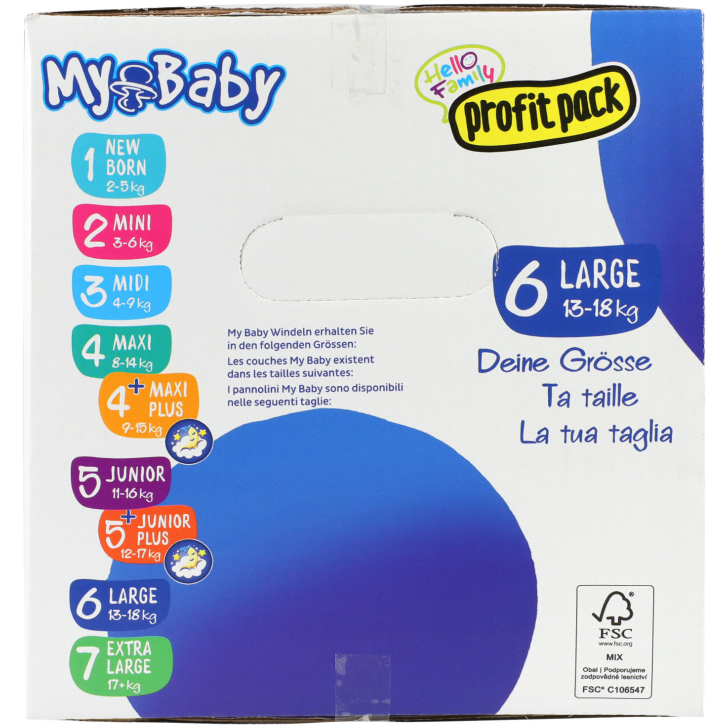 My Baby Windeln Grösse 6 Extra Large Profit Pack, 13-18kg, 96 Stück