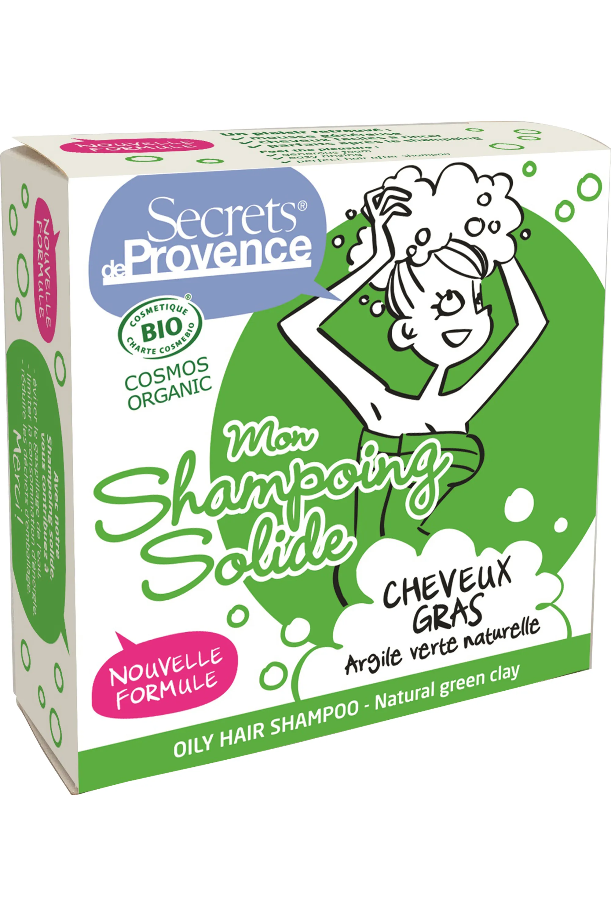 Secrets de Provence Shampoing solide bio pour cheveux gras-85 g