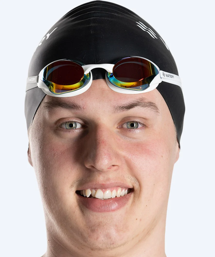 Watery Elite svømmebriller - Poseidon Ultra Mirror - Hvid/guld