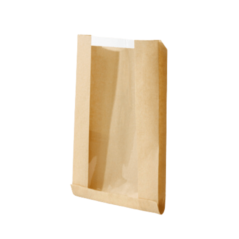 Broodzak met venster 16+20x22cm kraft