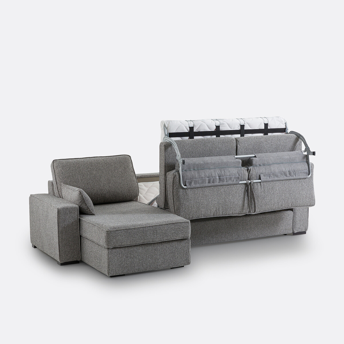 LA REDOUTE INTERIEURS<br>Sofá-cama de canto em tecido texturizado, bultex, Cécilia