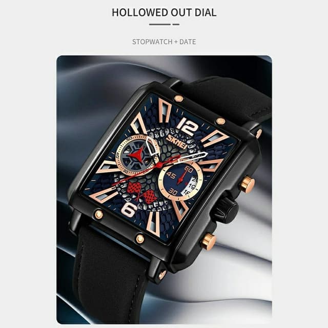 SKMEI Armbåndsur Til Mænd Læderrem Firkantet Quartz Ur