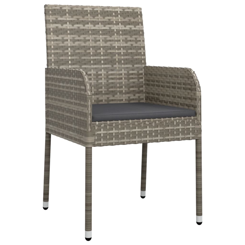 Mobilier à dîner de jardin et coussins 5 pièces noir et gris