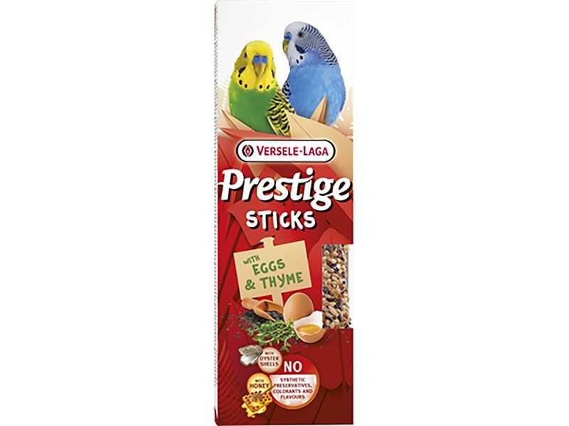 Versele Laga Ziervogelfutter Prestige Sticks Ei und Thymian Köstlicher Leckerbissen für (Wellen)Sittiche