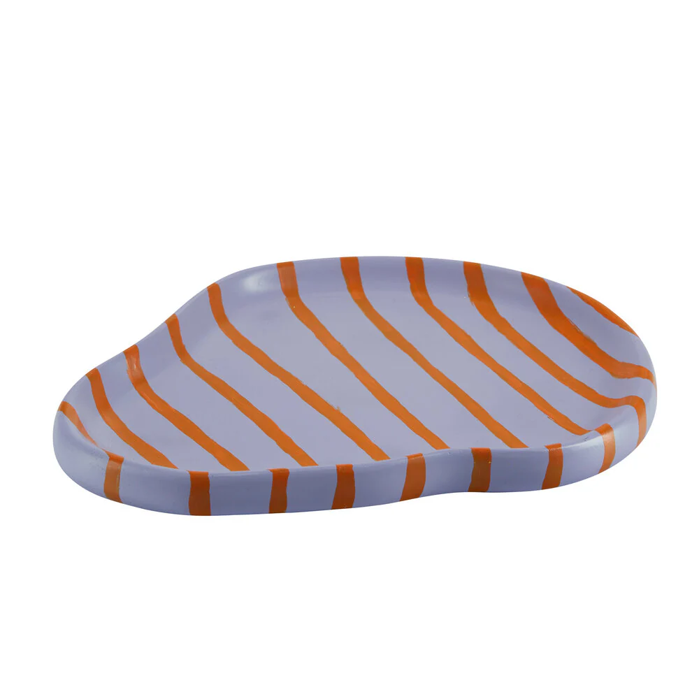 Bahne Interior  Stribet dekoration fad - lilla/orange