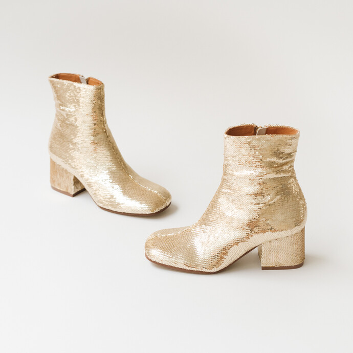 Bottines à talons  en sequins platine