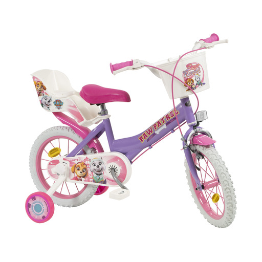 Bicicleta Patrulha Canina roxa de 14 polegadas