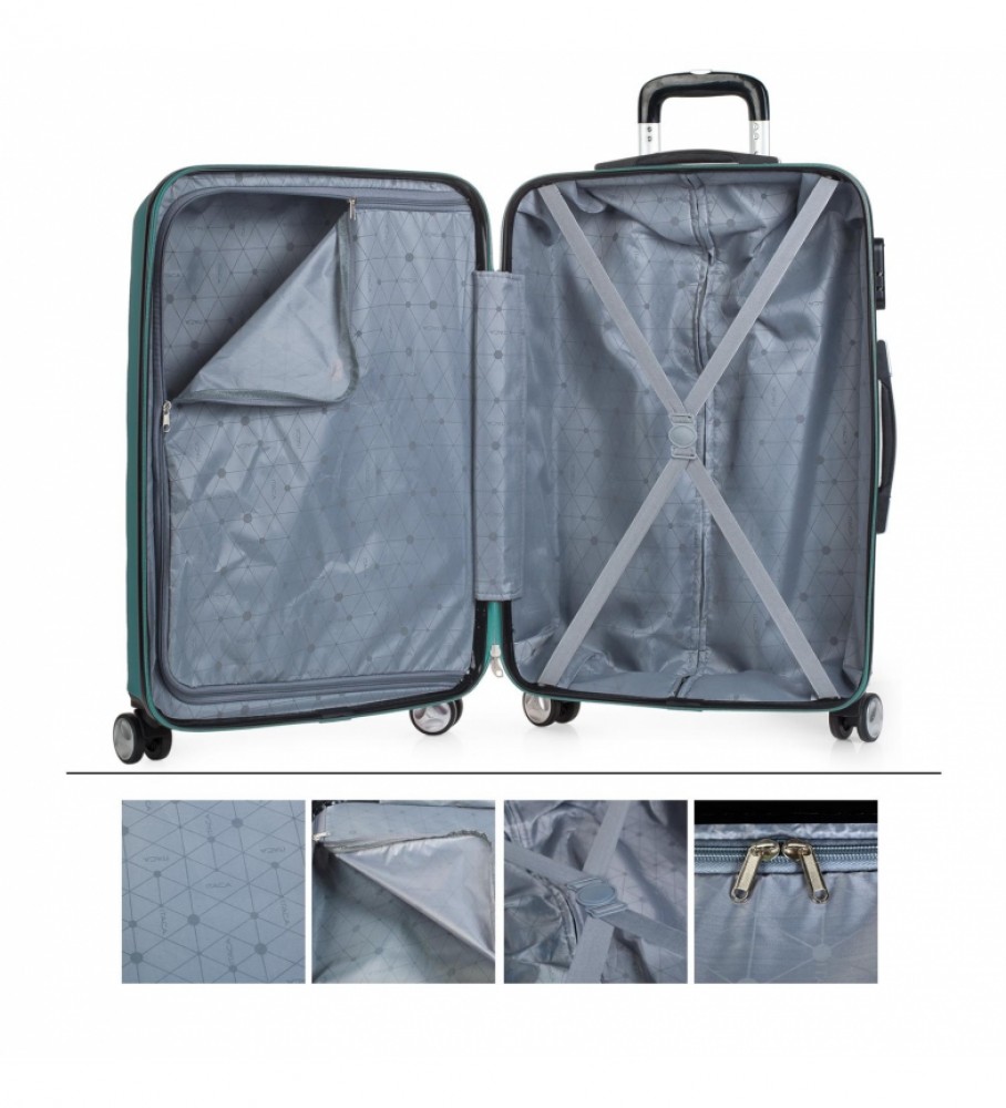 Mala de viagem rígida ITACA com 4 rodas T71660 Azul-turquesa - 61 x 44 x 26 cm -