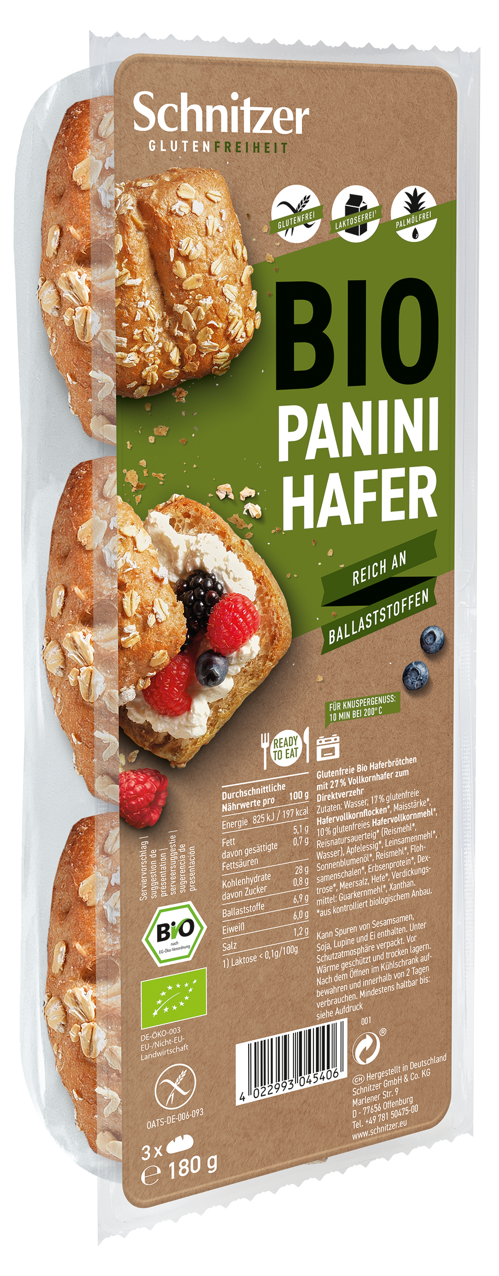 Schnitzer Bio Panini Hafer Glutenfrei