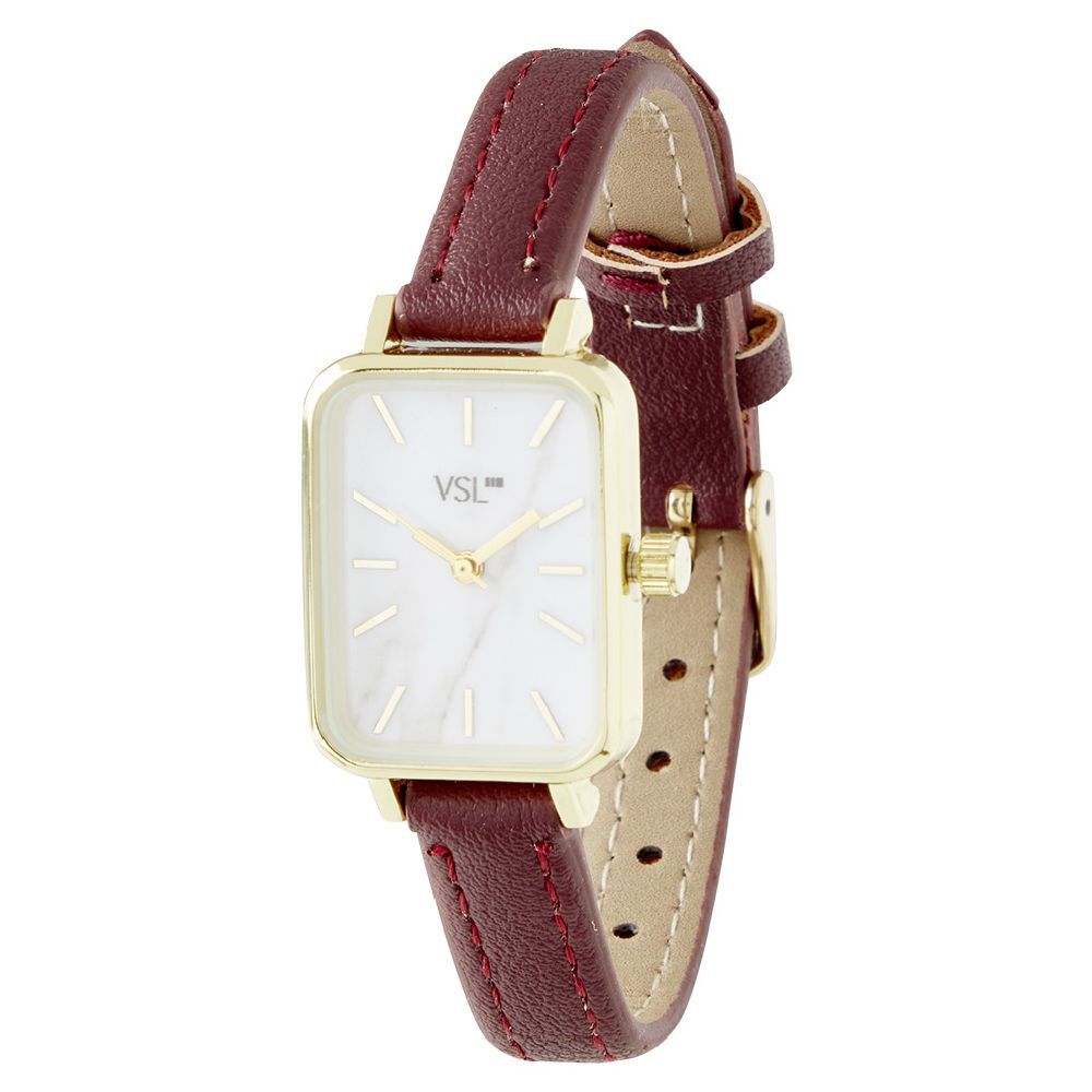 Montre carré doré simili rouge bordeaux