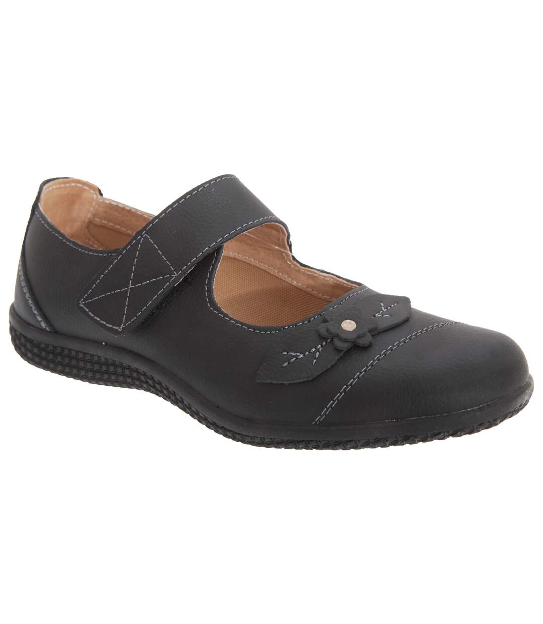 Boulevard - Mary Jane extra larges - Femme (Noir) - UTDF423