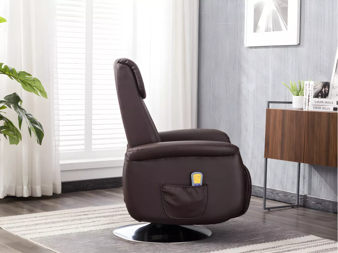 Fauteuil massant KOSTAS en simili - Marron