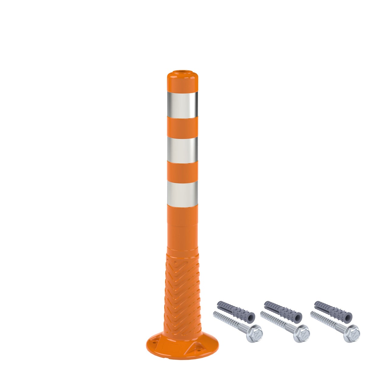 UvV-Flex afzetpaal 75cm oranje met drie reflecterende strepen incl. bevestiging en kettingoog / Aantal palen: 1