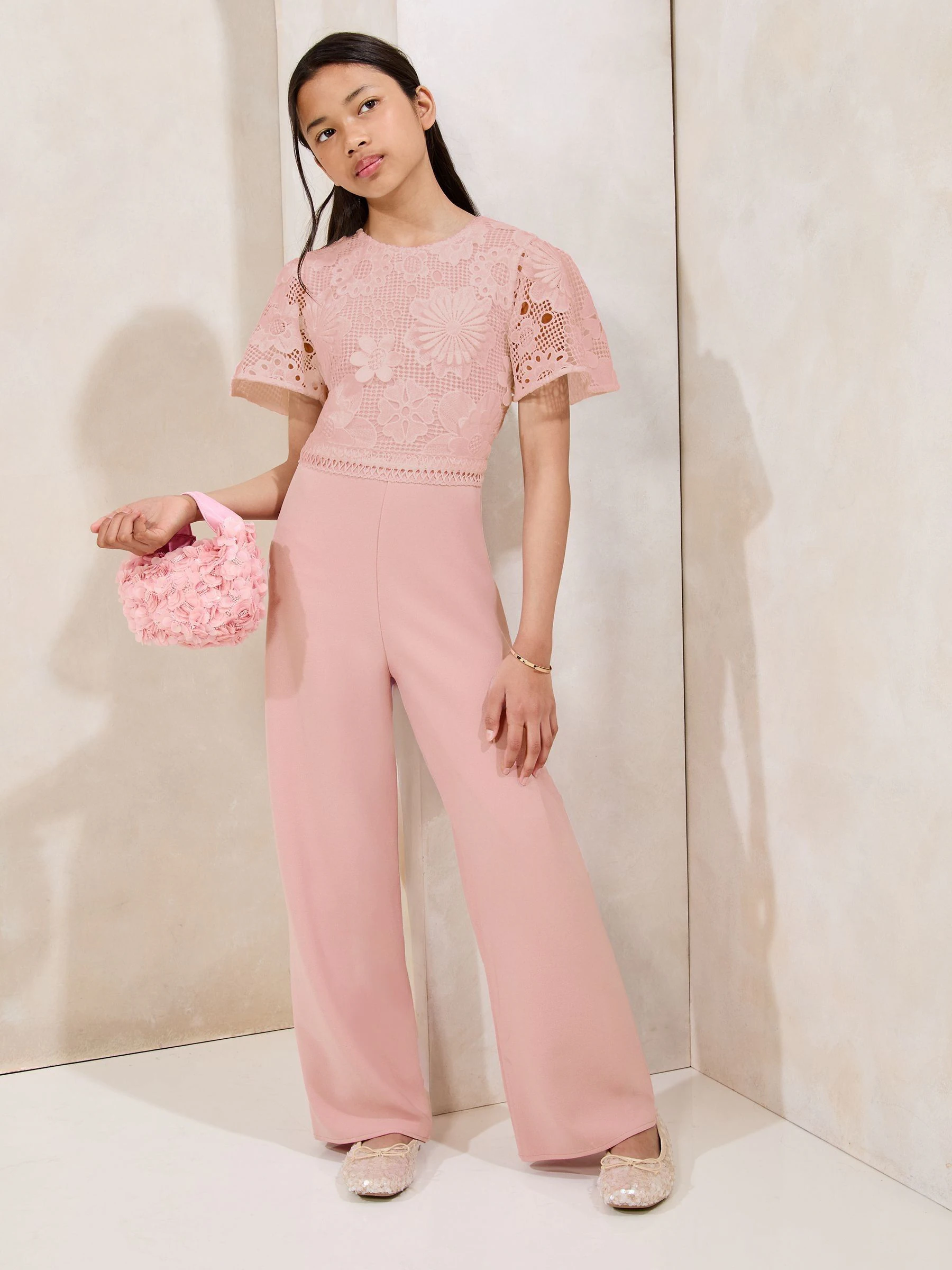 Lipsy 2-in-1 geplooide gelegenheids-jumpsuit met fladdermouwen (5-16jr)