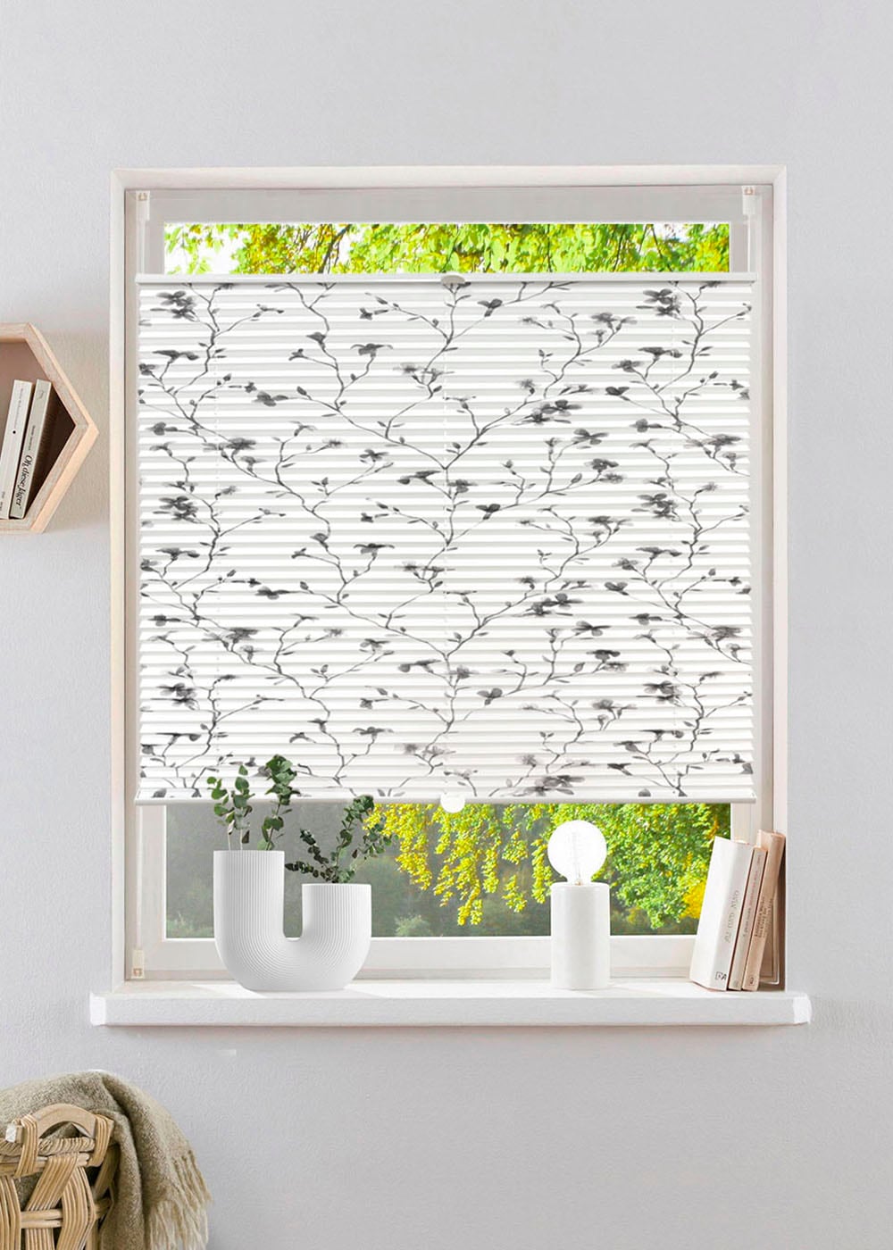 my home Plissee »MINNA« Lichtschutz ohne Bohren verspannt im Fixmass mit Floralem Print, Klemmträger NEUHEIT!