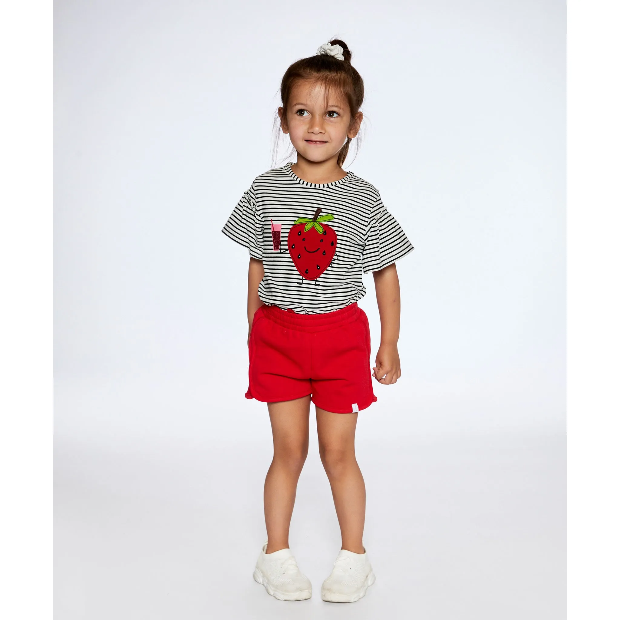 Deux par Deux T-shirt Rayé Fraise 3-6ans