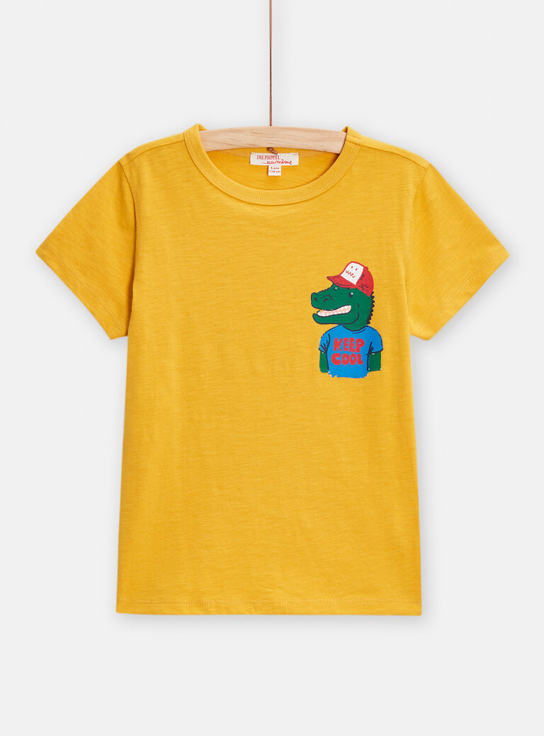 T-shirt jaune animation crocodile pour garçon