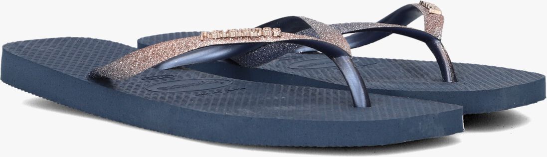 blauwe havaianas teenslippers square glitter