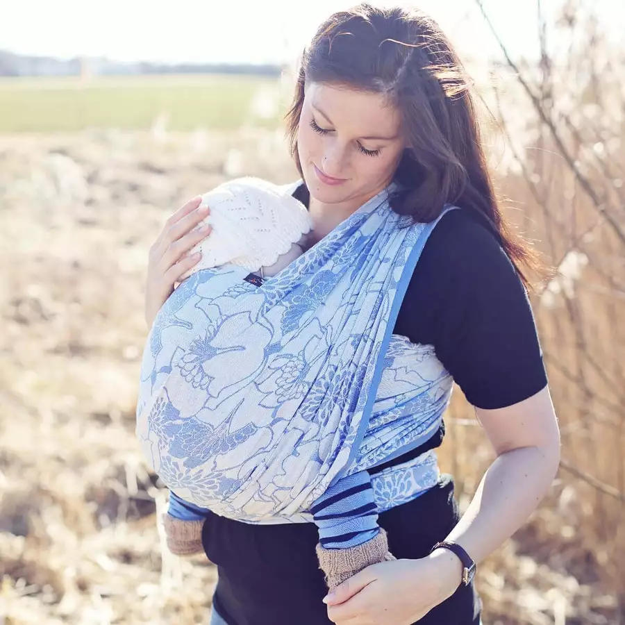 Hoppediz Babytragetuch Gewebtes Tragetuch Florenz blau