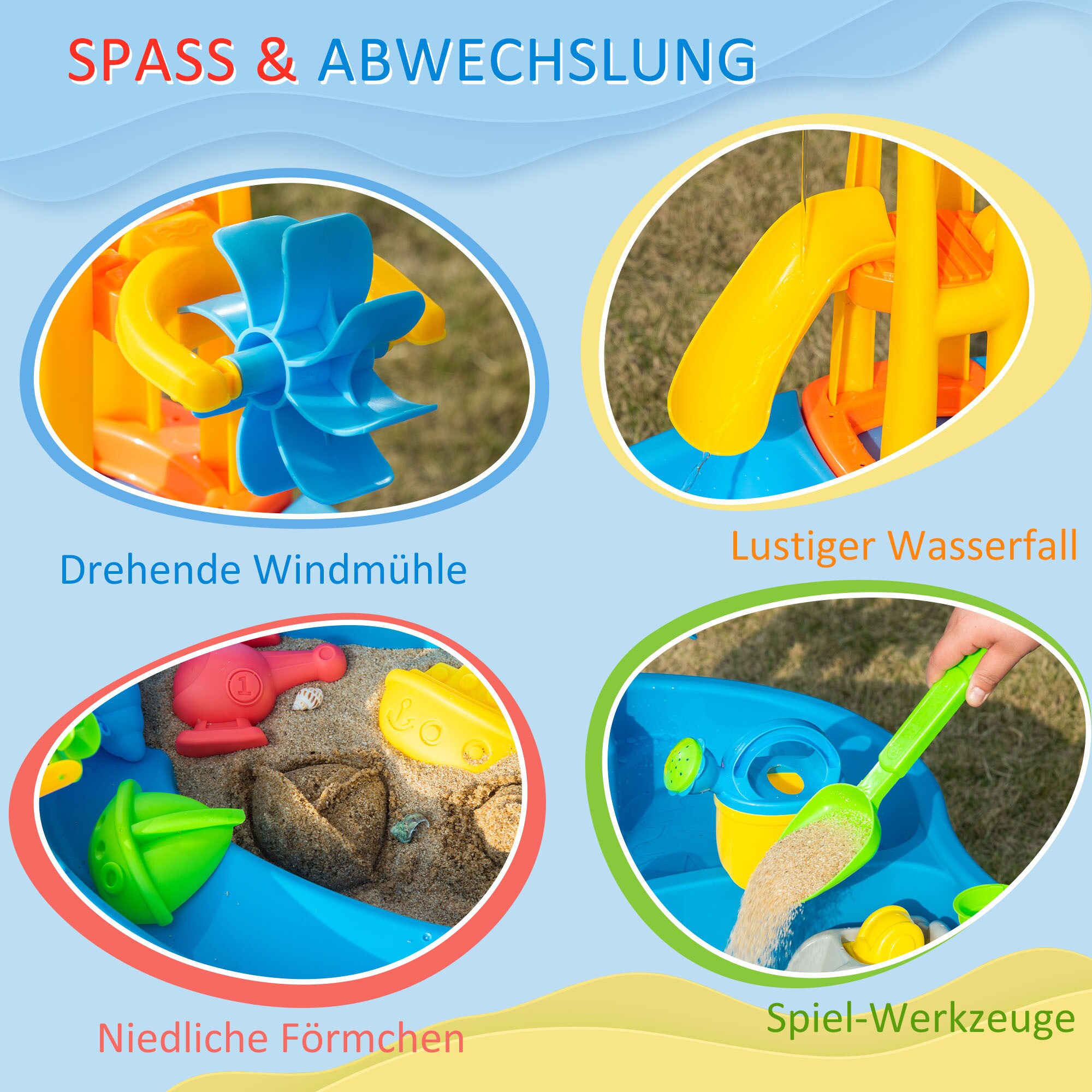 HOMCOM Sandspielzeug mit Sonnenschirm bunt 72,5L x 78B x 81,5H cm