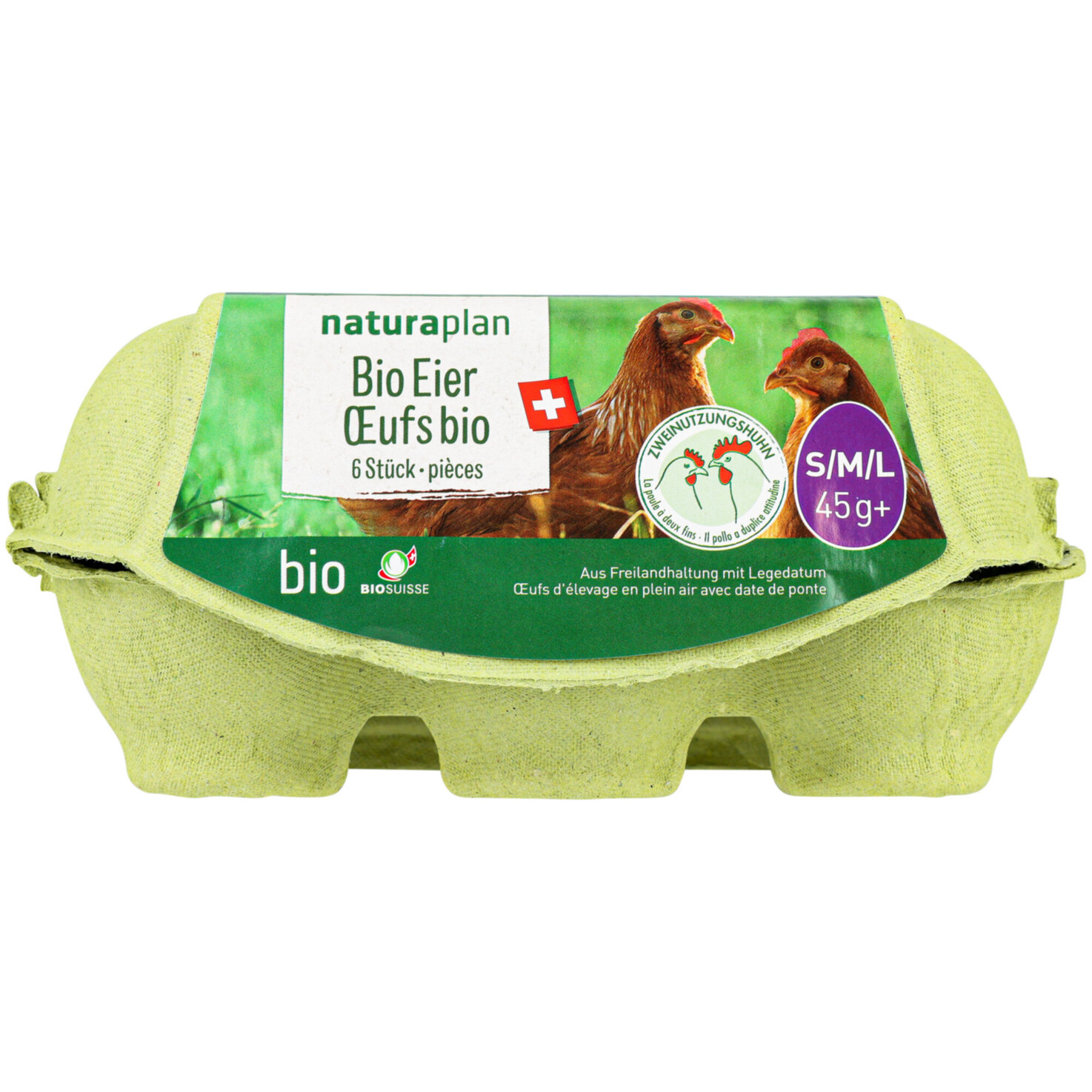 Naturaplan Bio Eier vom Zweinutzungshuhn 45g+ 6 Stück
