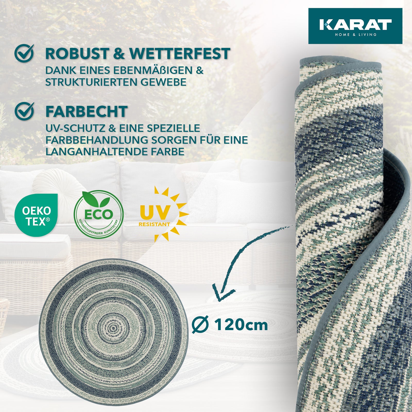 Karat Outdoorteppich | Zoe | Blau