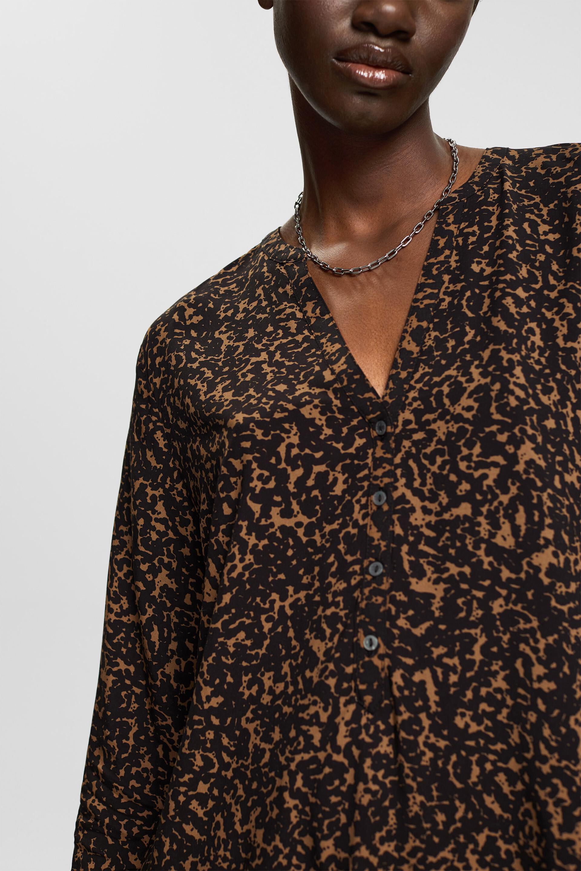 Blouse à encolure fendue animée d'un motif, LENZING™ ECOVERO™