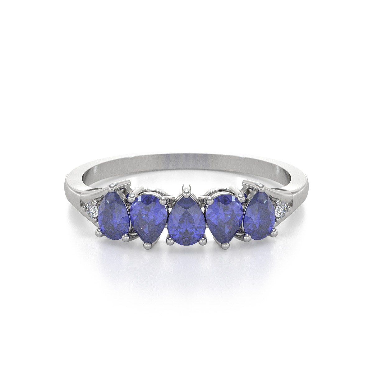 Bague ADEN Or 585 Blanc Tanzanite et diamants 1.74grs