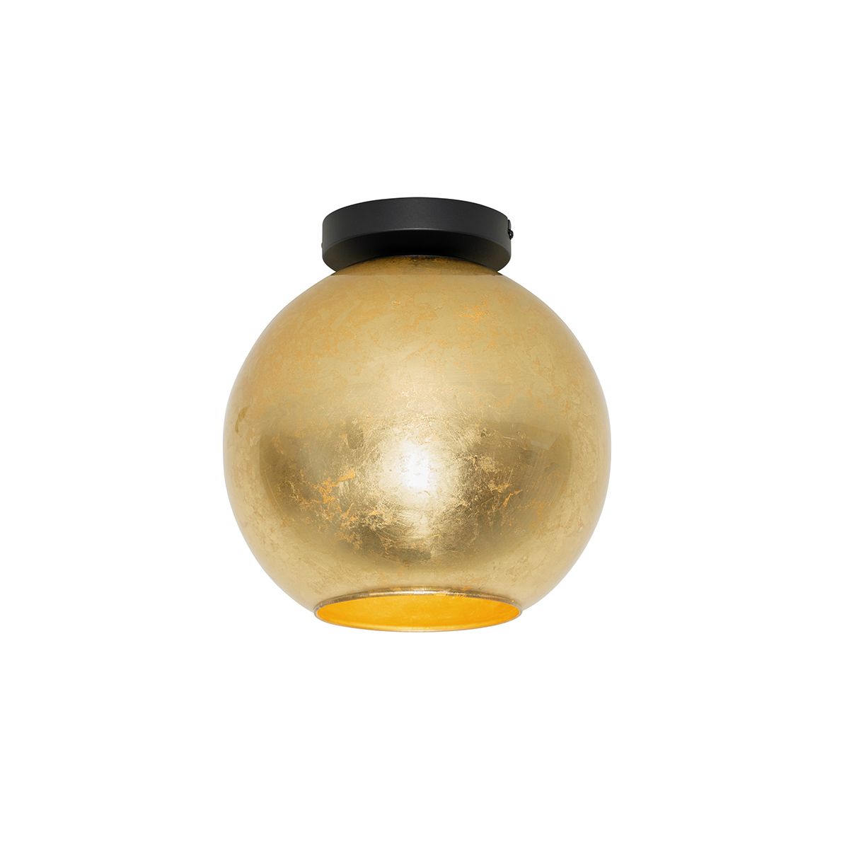 Design plafondlamp zwart met goud glas - Bert
