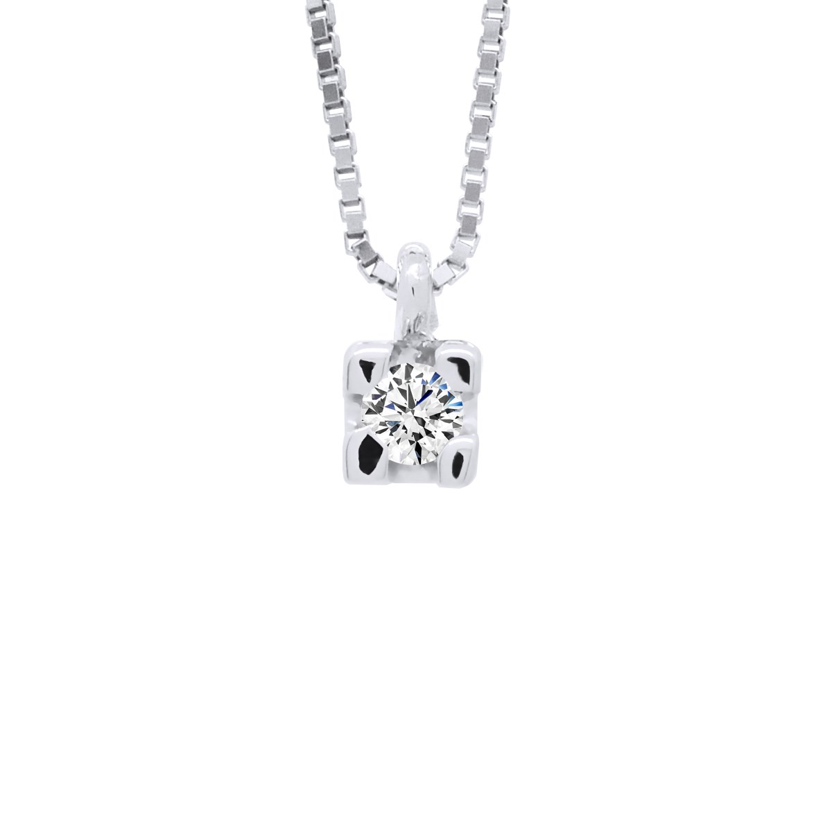 Collier Solitaire Diamant 0,030 Cts Or Blanc