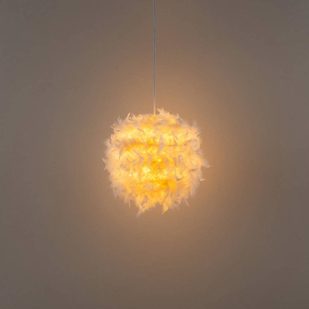 Veren laten los en gele verenhanglamp Esli