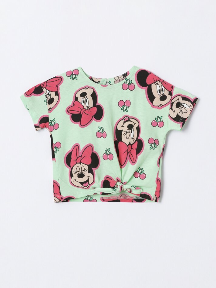 Camiseta Minnie Mouse com nó ©DS - Verde Pastel