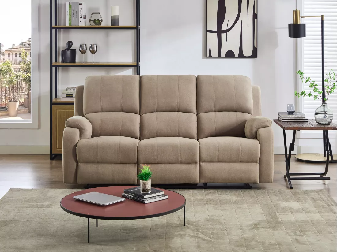 Canapé 3 places relax en microfibre taupe BRODY