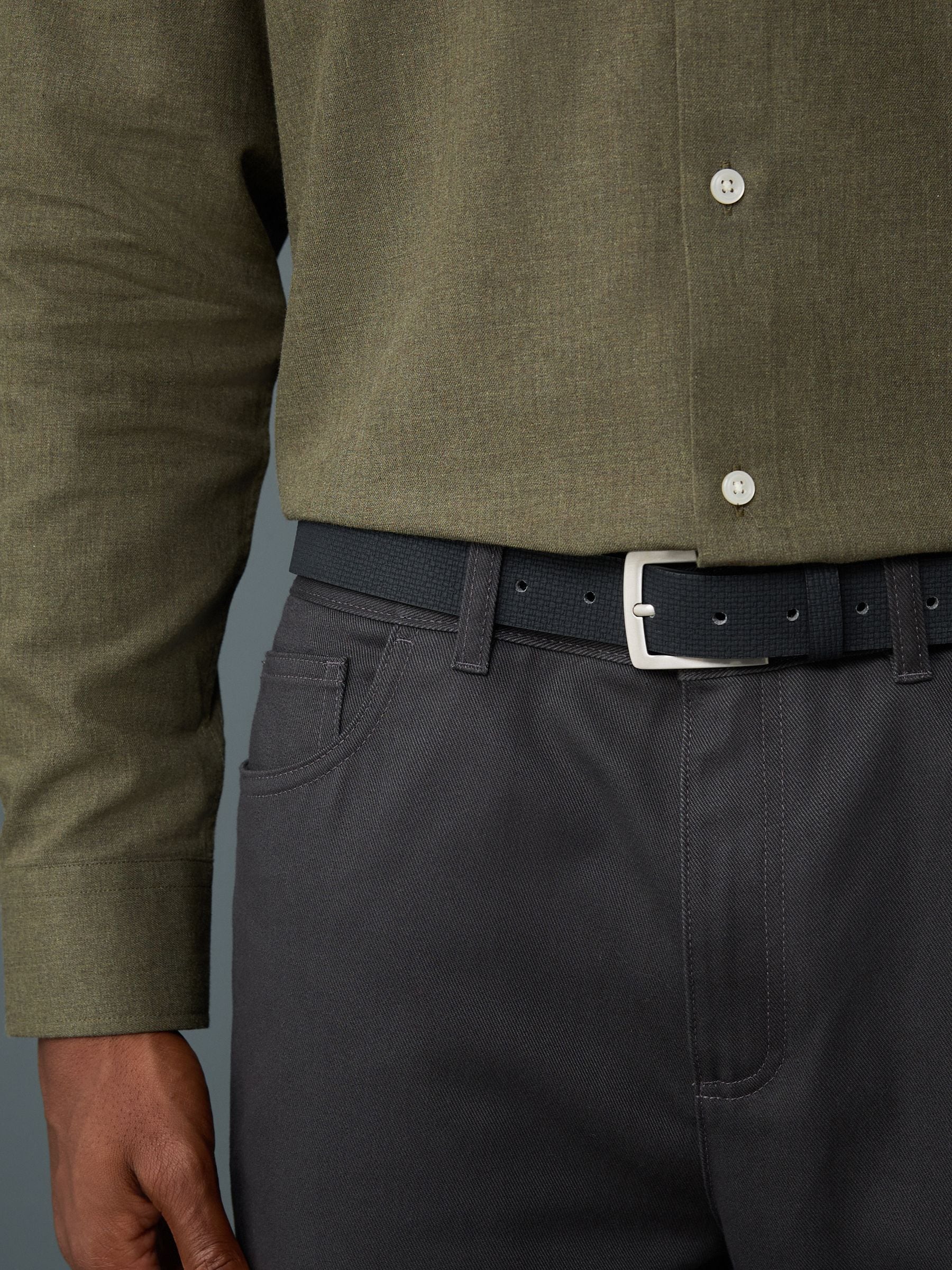 Zwart - Straight fit - Smart Brushed Cotton TENCEL™ Lyocell Blend Chinos With Belt
