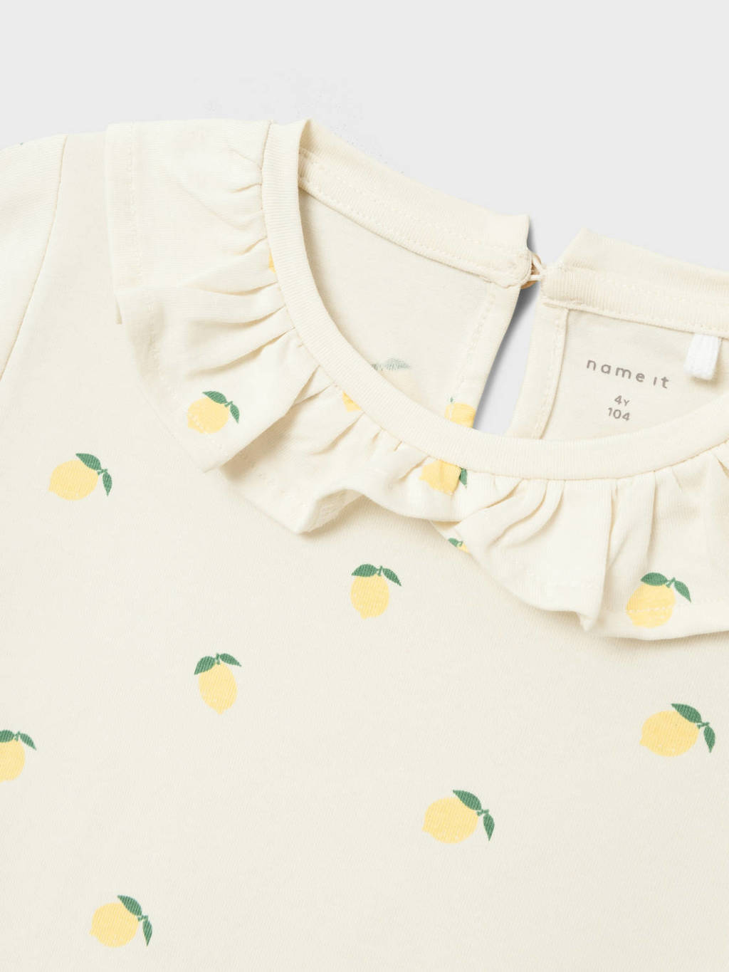 NAME IT T-shirt met all over print en ruches ecru/geel/groen