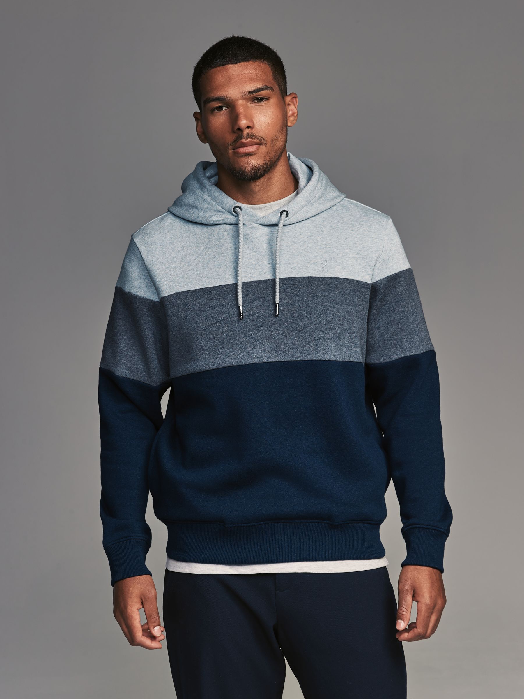 Blauw - Pullover-hoody - Sweatshirt met colourblocking