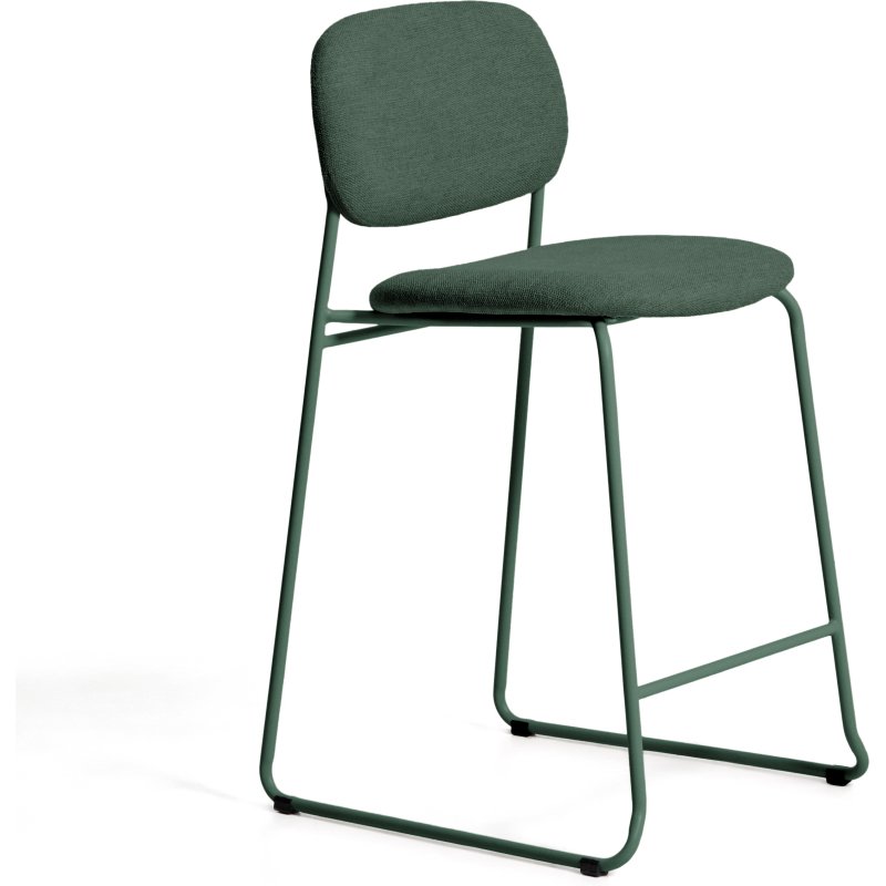 Tabouret empilable Meli en chenille verte et pieds en métal vert FSC Mix Credit 65 cm