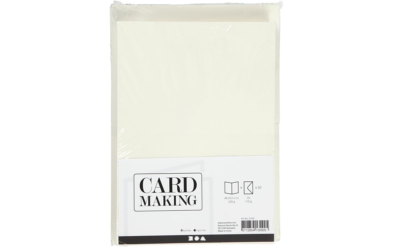 Blankokarte und Couvert 10.5 x 15 cm, 50 Stück, BeigePostkarten mit Umschlag für jeden Anlass
