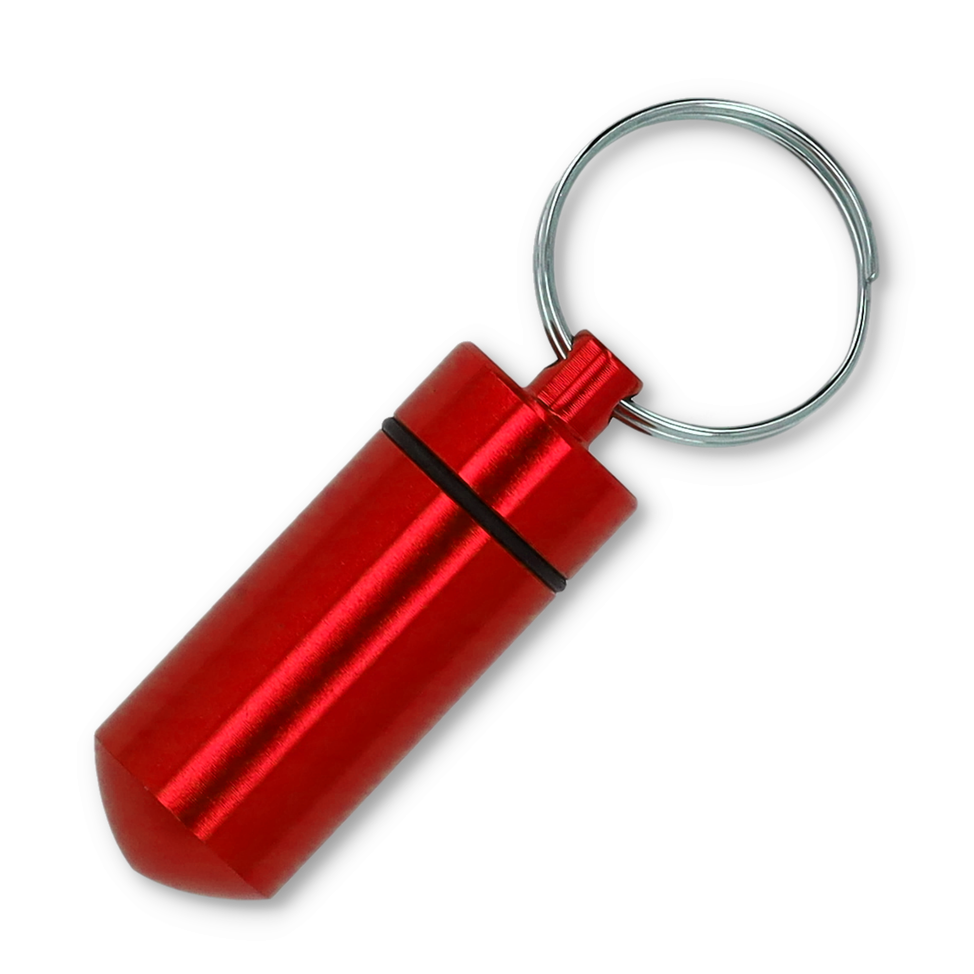 (40x17mm) Metall Medikamenten Dosierer Dosett Tablettenbox Supplements Pillendose Schlüsselanhänger - Rot