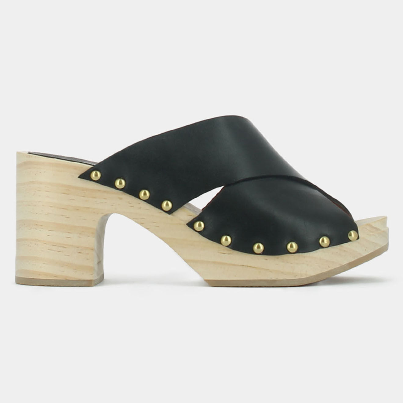 Jonak Mules sabots en Cuir Mahaut noires - Talon 8 cm