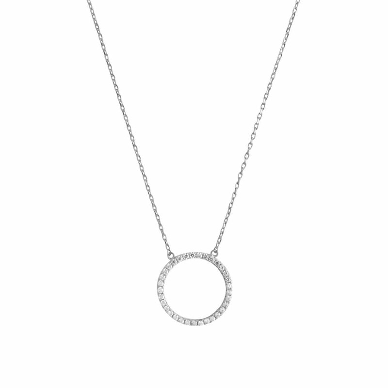 Collier Argent Rhodier Cercle De Vie Blanc