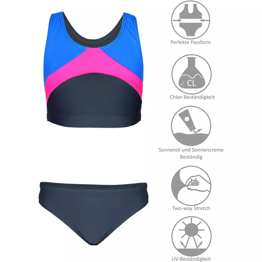 Aquarti Mädchen Sport Bikini Racerback Bustier & Bikinislip rosablau