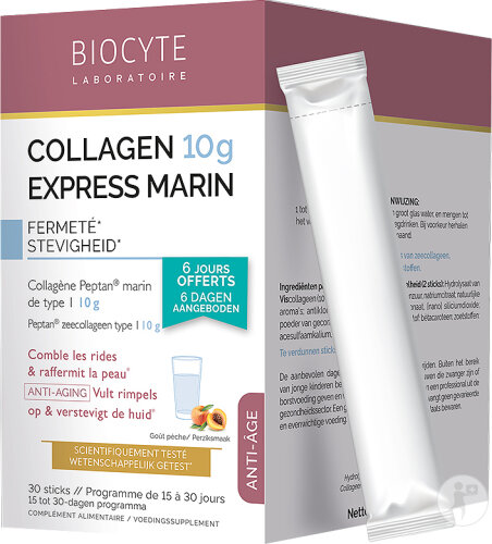Biocyte Nutricosmetic Collagen Express Anti-Âge Peau Lissée Gout Pêche Pack 30 Sticks