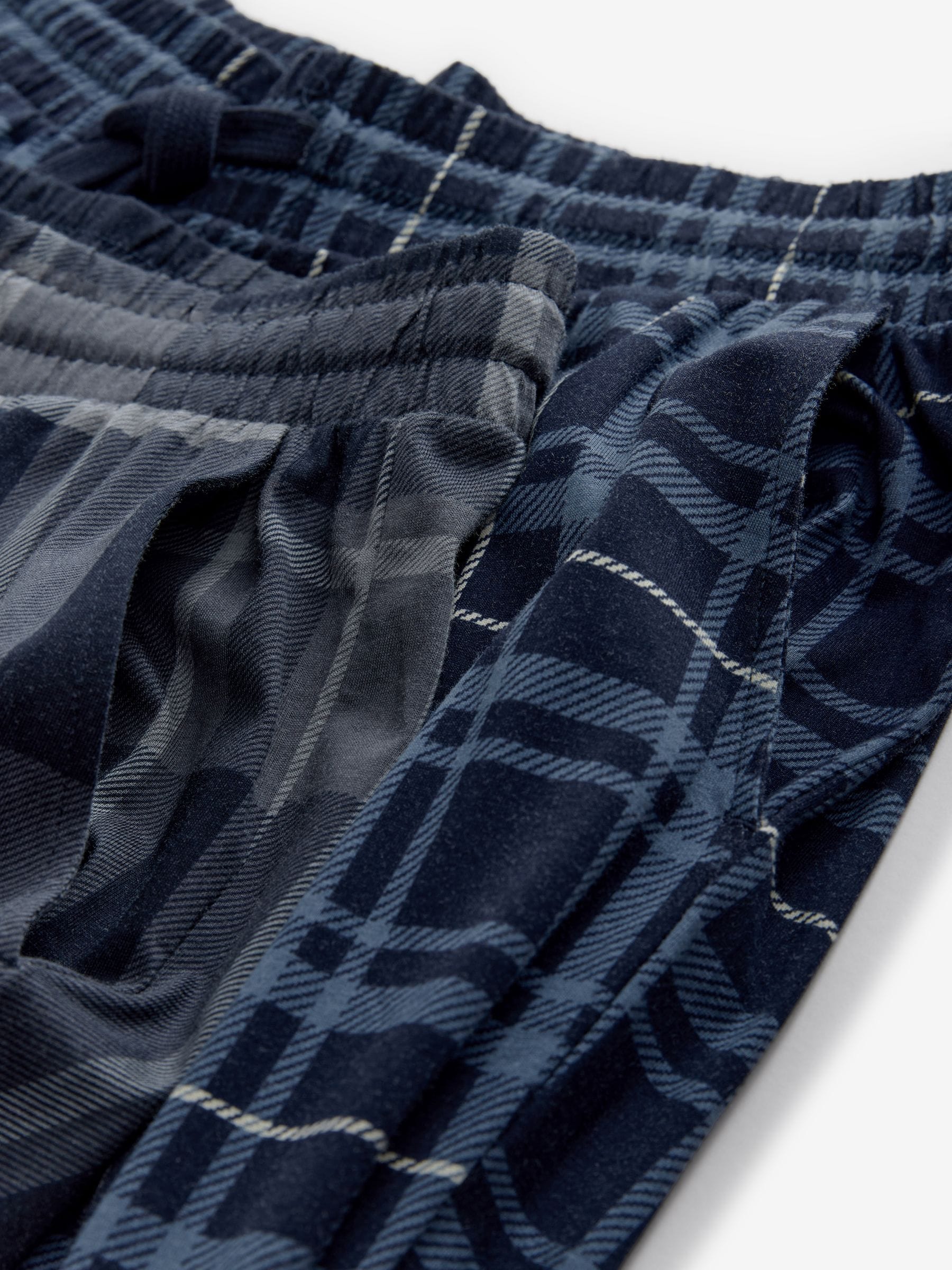 Zwart/marineblauw geruit - Jersey 100% Cotton Pyjama Bottoms 2 Pack
