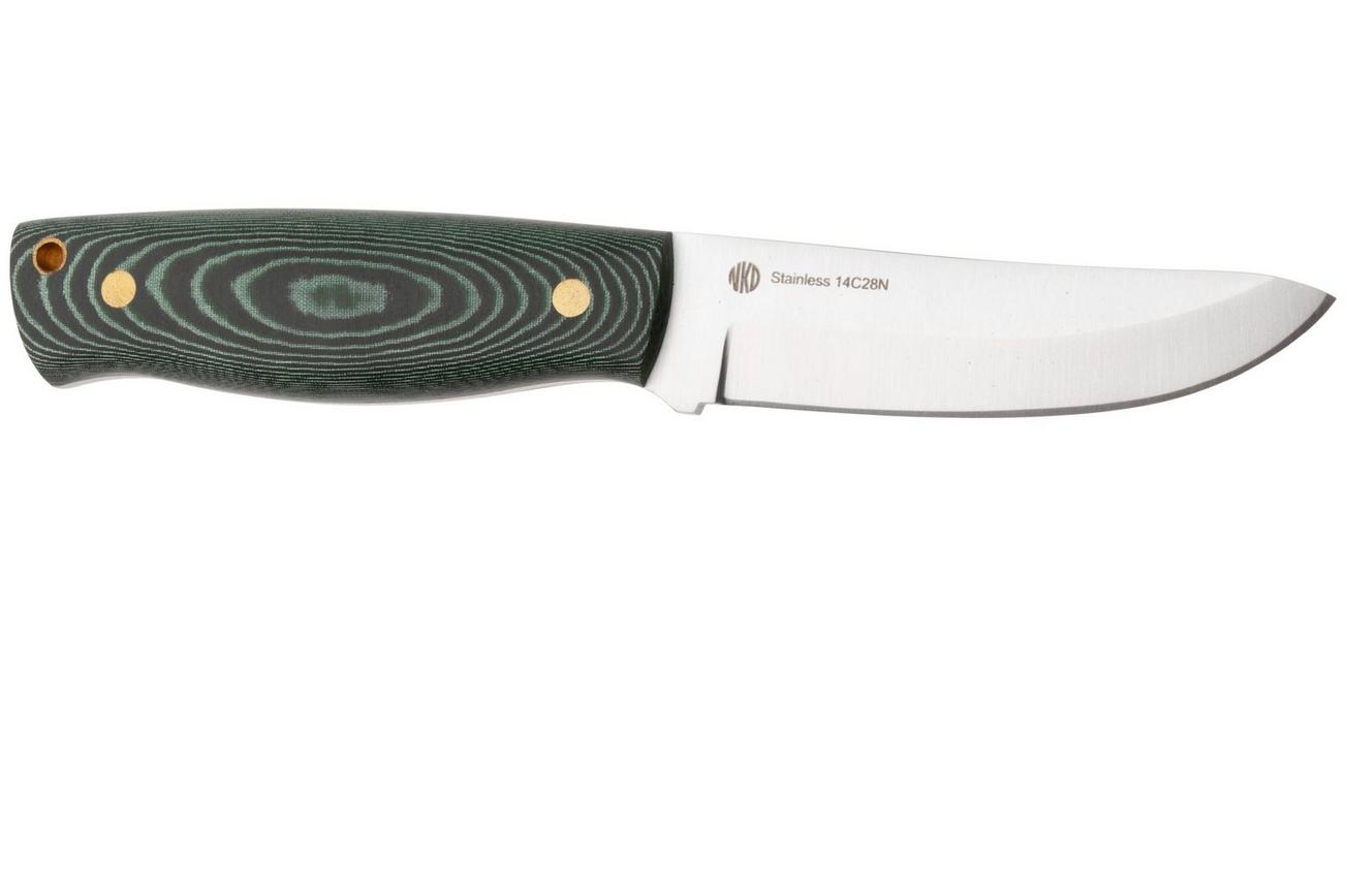 Nordic Knife Design Visent 100 2050 Satin 14C28N, Green Micarta, vaststaand mes